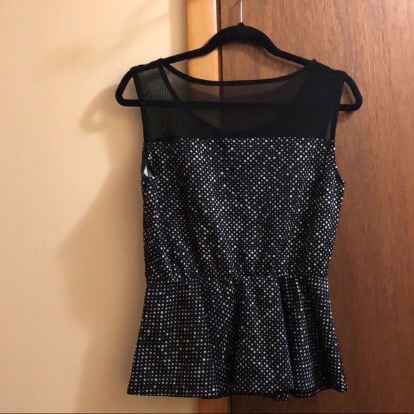 Dots Polka Dot Peplum Illusion Neckline Top NWT - Picture 2 of 3